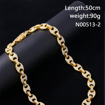 Hip-hop Geometric Alloy Rhinestone Plating Inlay Rhinestones Gold Plated Silver Plated Unisex Bracelets Necklace