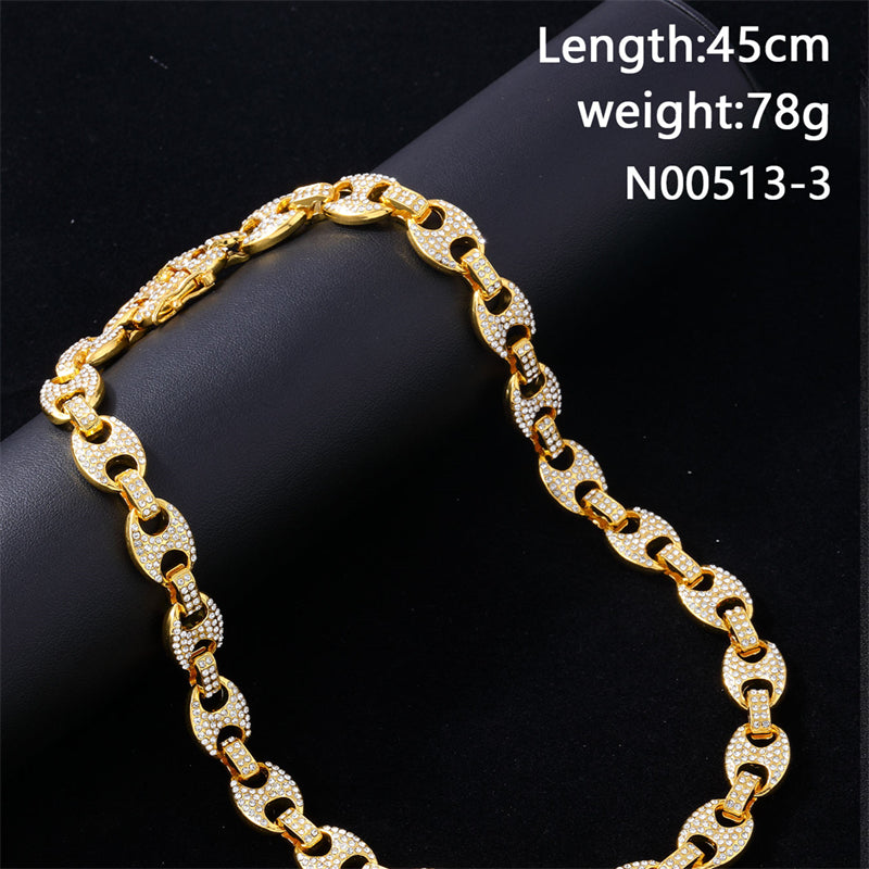 Hip-hop Geometric Alloy Rhinestone Plating Inlay Rhinestones Gold Plated Silver Plated Unisex Bracelets Necklace