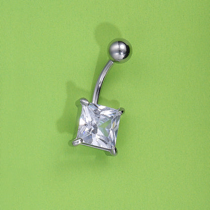 Simple Style Solid Color Stainless Steel Diamond Belly Ring In Bulk