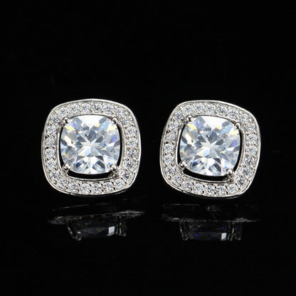 1 Pair Casual Elegant Square Plating Inlay Copper Zircon White Gold Plated Ear Studs