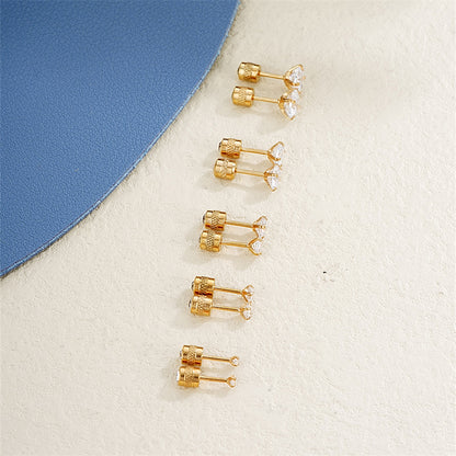 2 Pieces Simple Style Geometric Plating Inlay Copper Zircon Gold Plated Silver Plated Ear Studs