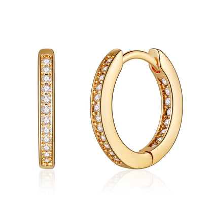 1 Pair Vintage Style Simple Style Classic Style Round Plating Inlay Copper Zircon 14k Gold Plated Hoop Earrings