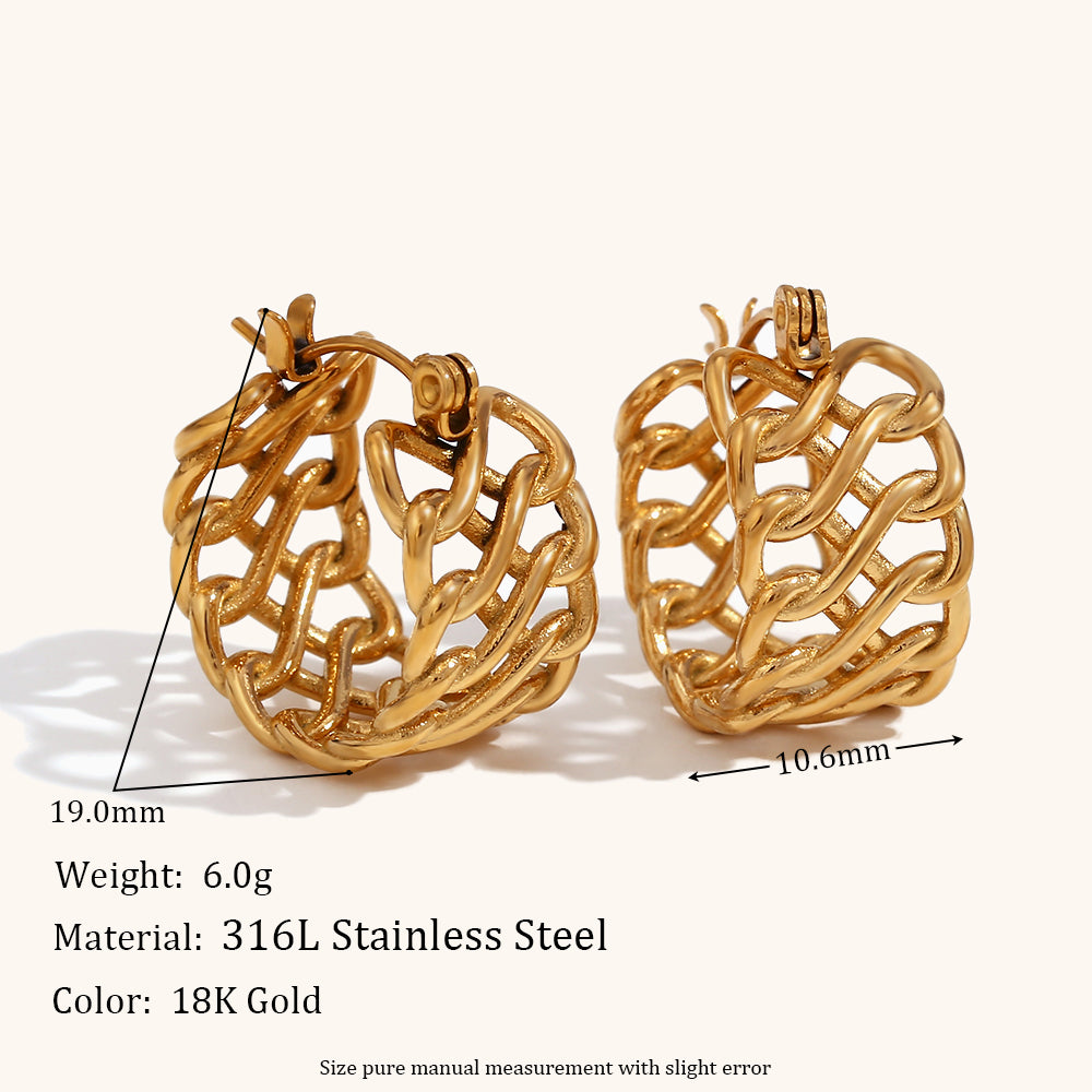 1 Pair Simple Style Round Plating Stainless Steel 18k Gold Plated Hoop Earrings