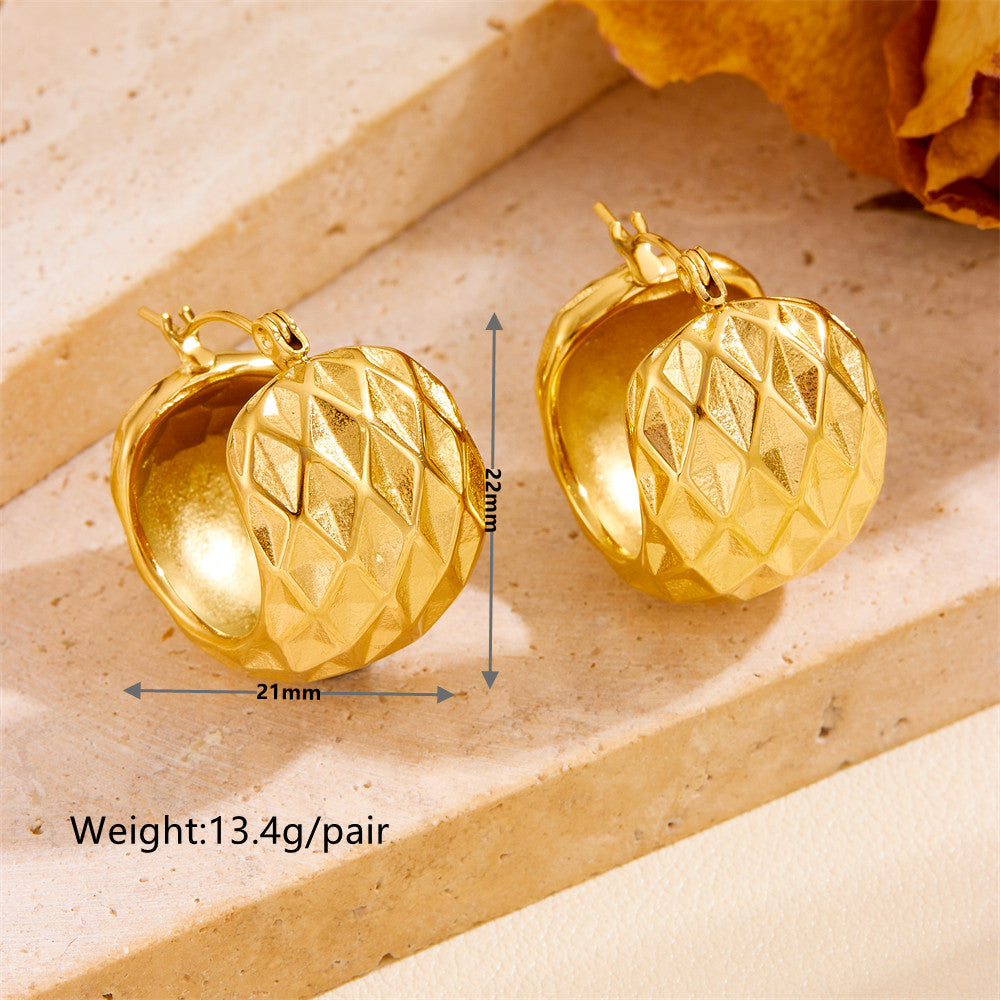 1 Pair Casual Geometric Plating Titanium Steel 18k Gold Plated Hoop Earrings Ear Studs