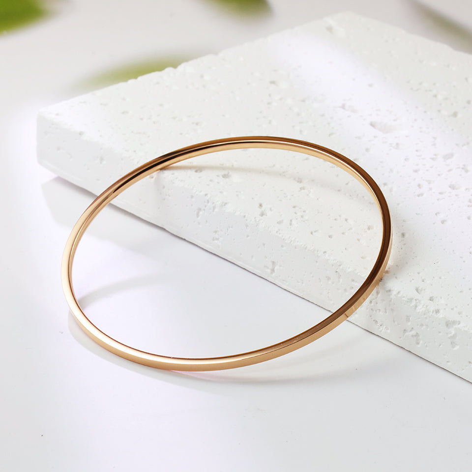 Simple Style Solid Color Stainless Steel Plating 18k Gold Plated Rose Gold Plated Bangle