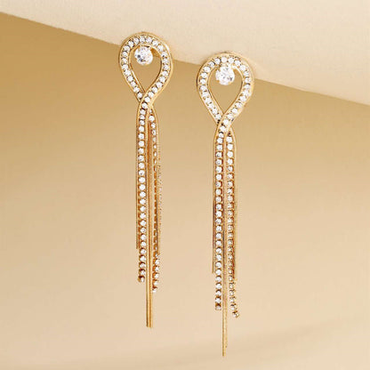 1 Pair Lady Tassel Plating Rhinestone Drop Earrings