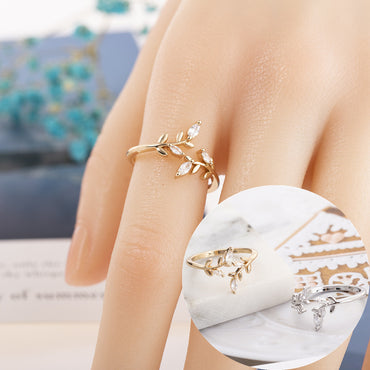 Simple Style Leaves Copper Plating Open Rings