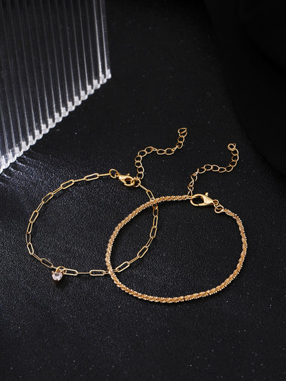 Simple Style Solid Color Copper Inlay Zircon Bracelets