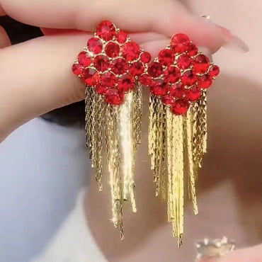 1 Pair French Style Classic Style Tassel Rhombus Alloy Drop Earrings