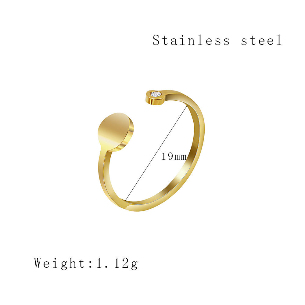 Stainless Steel 18K Gold Plated Sweet Heart Shape Butterfly Open Rings