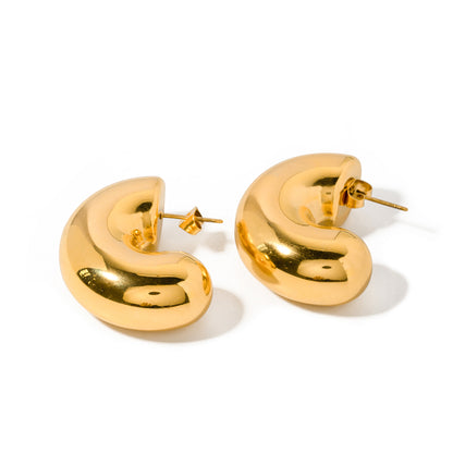 1 Pair IG Style Simple Style C Shape 304 Stainless Steel 18K Gold Plated Ear Studs