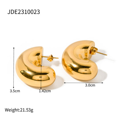 1 Pair IG Style Simple Style C Shape 304 Stainless Steel 18K Gold Plated Ear Studs