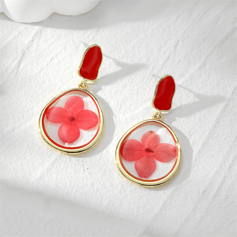 1 Pair Vacation Simple Style Flower Resin Drop Earrings