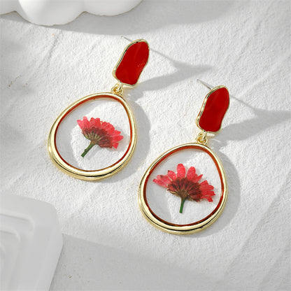 1 Pair Vacation Simple Style Flower Resin Drop Earrings