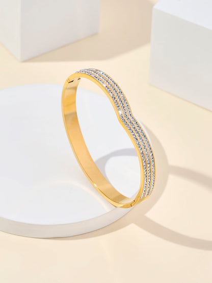 Stainless Steel Simple Style Solid Color Inlay Zircon Bangle