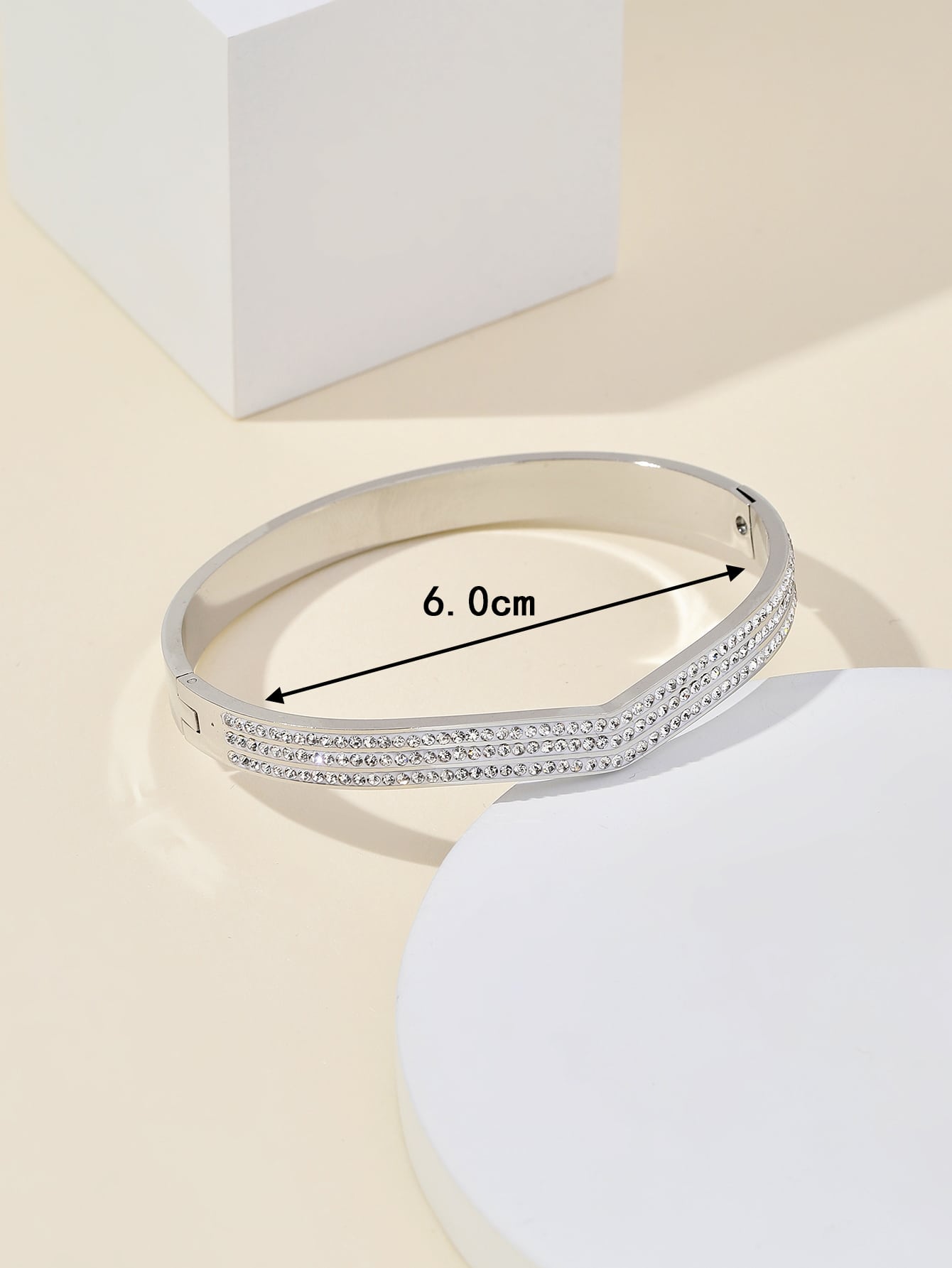 Stainless Steel Simple Style Solid Color Inlay Zircon Bangle