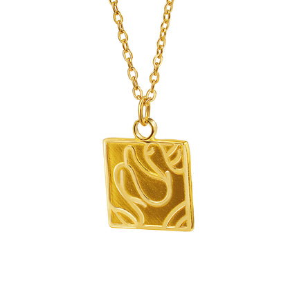 Elegant Simple Style Irregular Square Stainless Steel Plating 18k Gold Plated Pendant Necklace