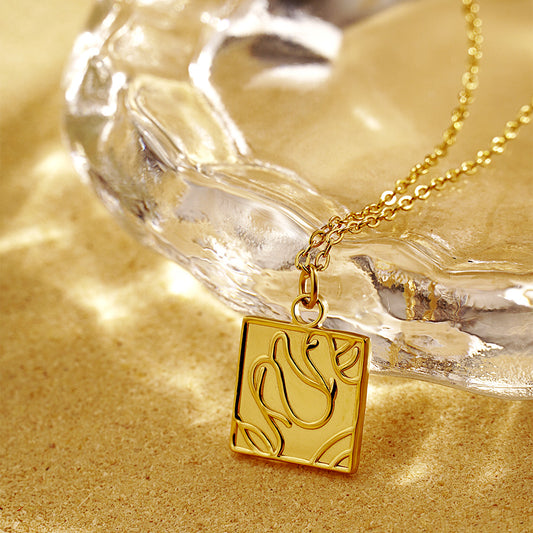 Simple Style Square Lines Stainless Steel Plating 18k Gold Plated Pendant Necklace