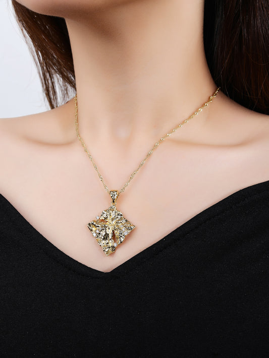 Casual Simple Style Solid Color Copper Plating Inlay Zircon 18k Gold Plated Pendant Necklace
