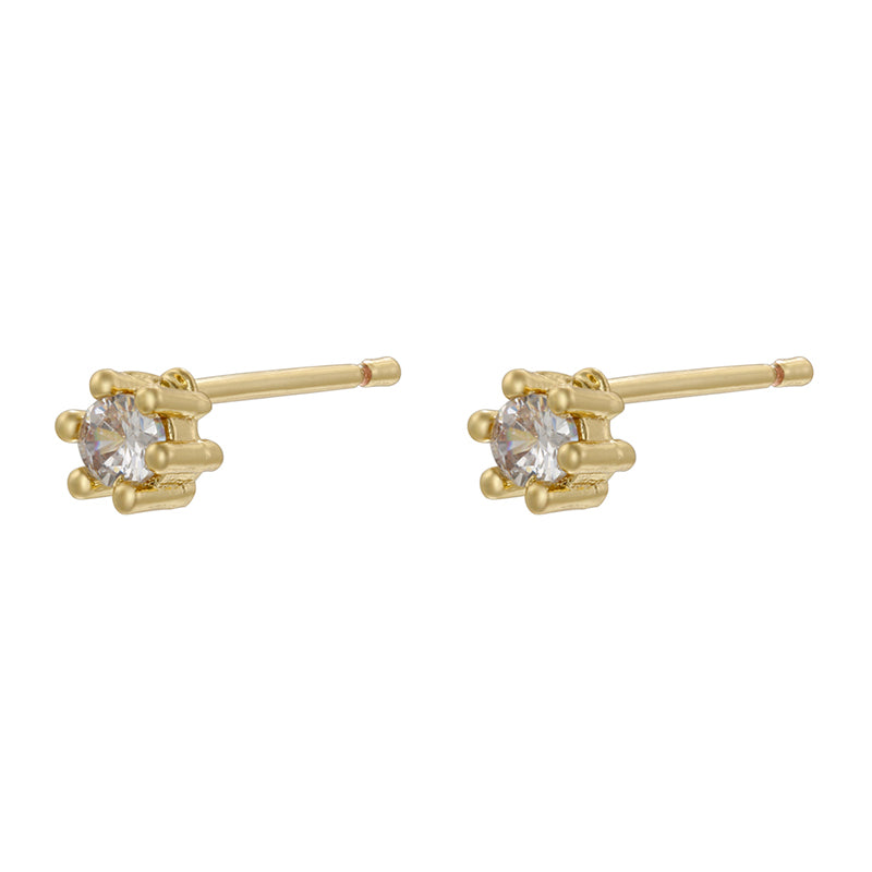 1 Pair Classic Style Geometric Round Dots Plating Inlay Copper Zircon 18k Gold Plated Ear Studs