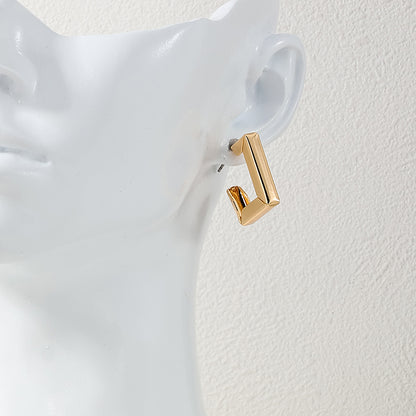 1 Pair Simple Style Square Plating Alloy Ferroalloy 14k Gold Plated Ear Studs
