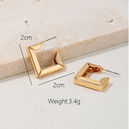 1 Pair Simple Style Square Plating Alloy Ferroalloy 14k Gold Plated Ear Studs