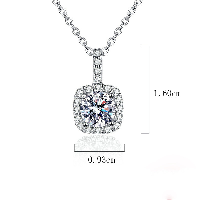 Elegant Sweet Solid Color Sterling Silver Plating Inlay Zircon White Gold Plated Pendant Necklace