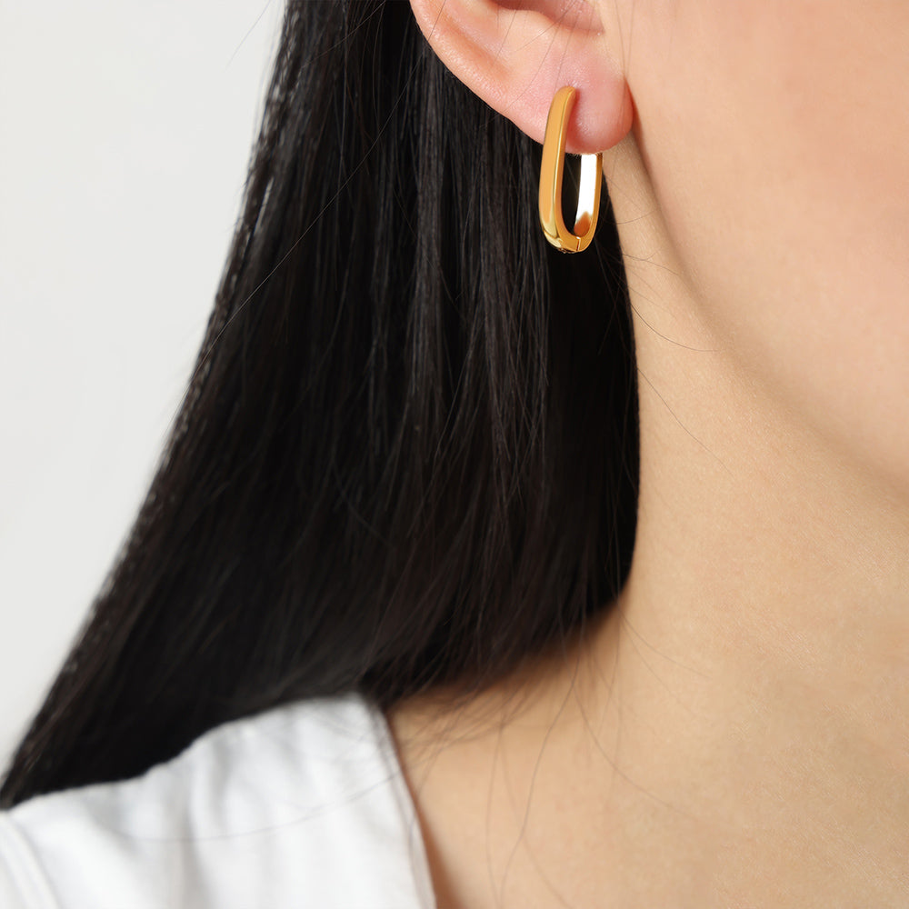 1 Pair Casual Simple Style Commute U Shape Plating Titanium Steel 18k Gold Plated Earrings