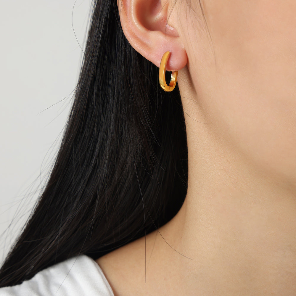 1 Pair Casual Simple Style Commute U Shape Plating Titanium Steel 18k Gold Plated Earrings