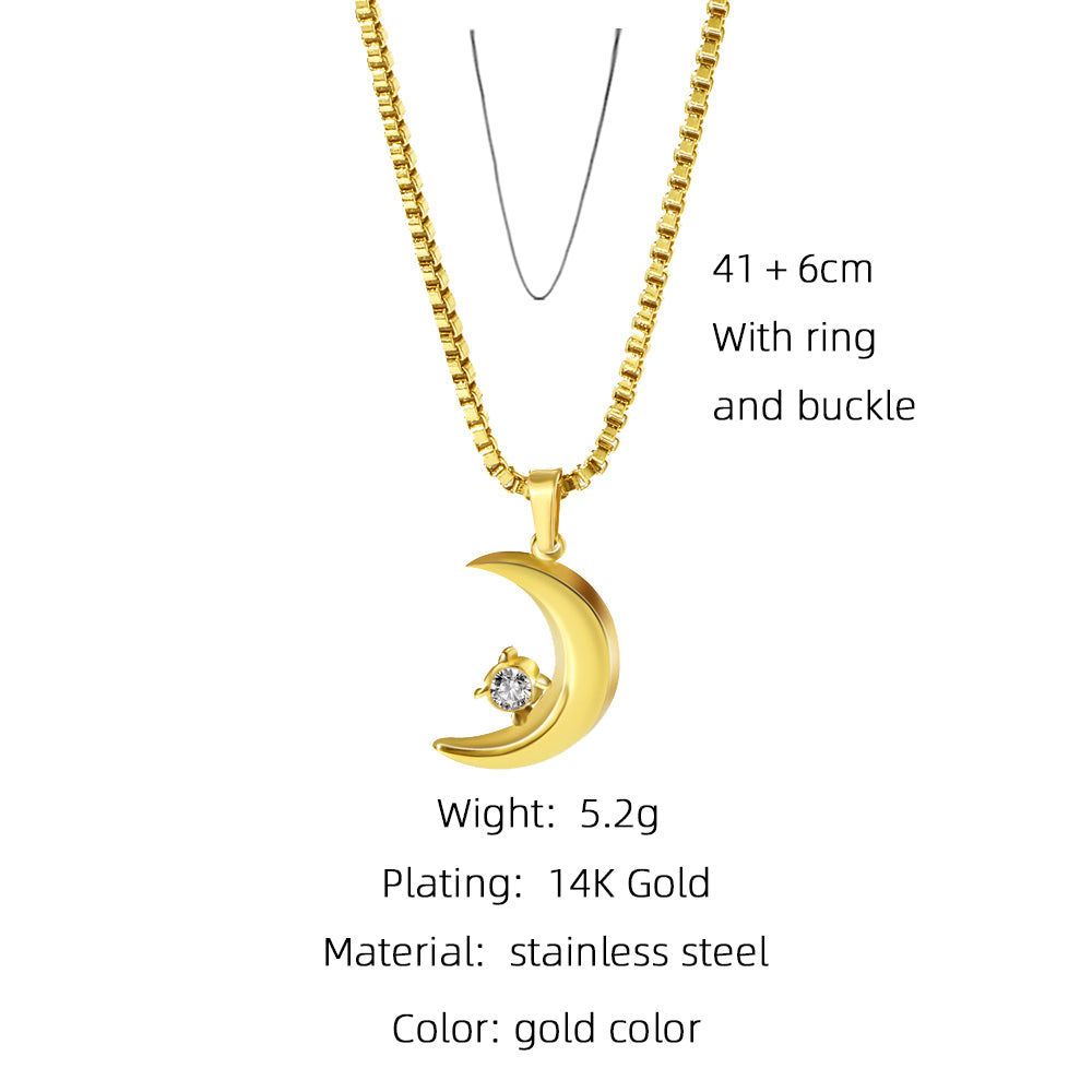 Fashion Simple Style Star Moon Heart Stainless Steel Plating Necklace