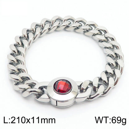 Hip-hop Geometric Titanium Steel Plating Inlay Artificial Crystal Bracelets Necklace