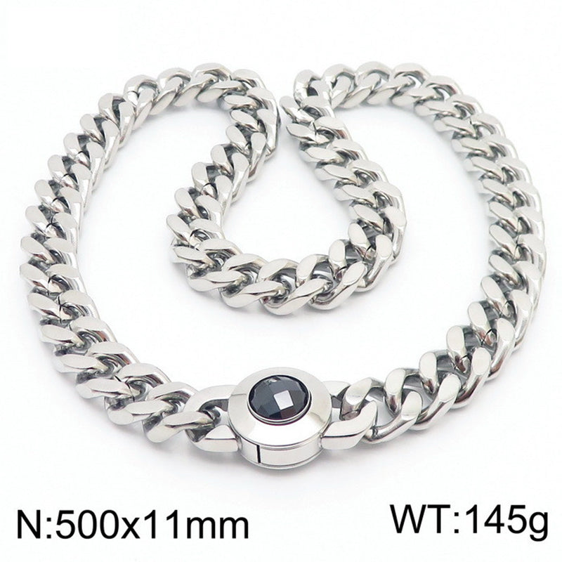 Hip-hop Geometric Titanium Steel Plating Inlay Artificial Crystal Bracelets Necklace