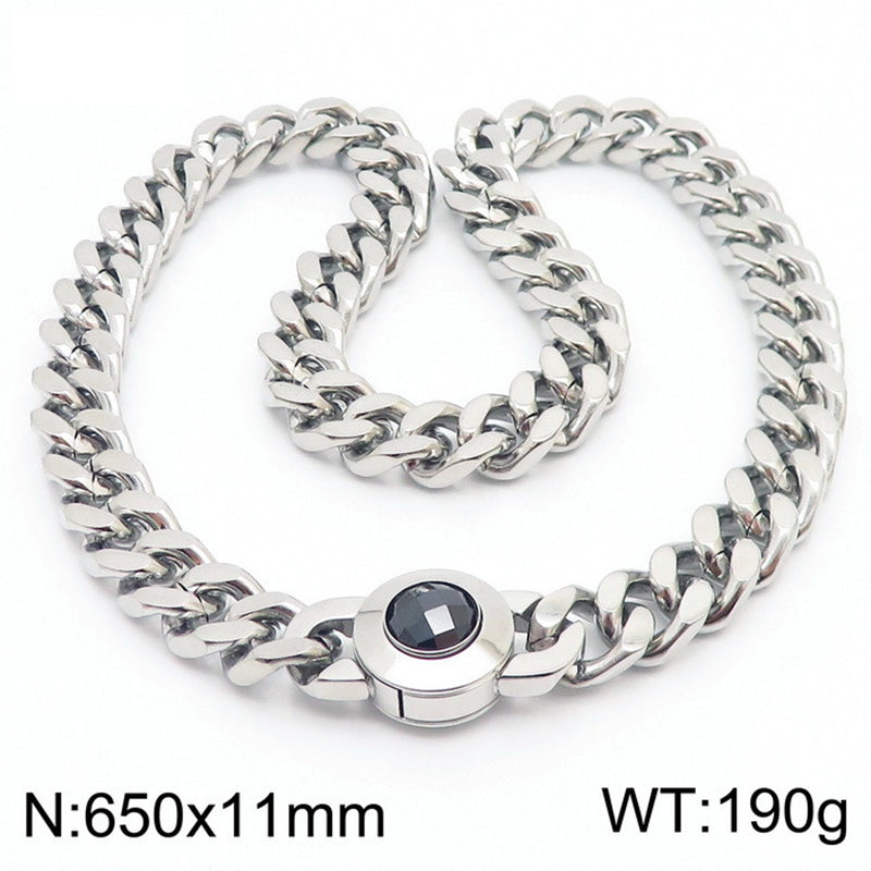 Hip-hop Geometric Titanium Steel Plating Inlay Artificial Crystal Bracelets Necklace