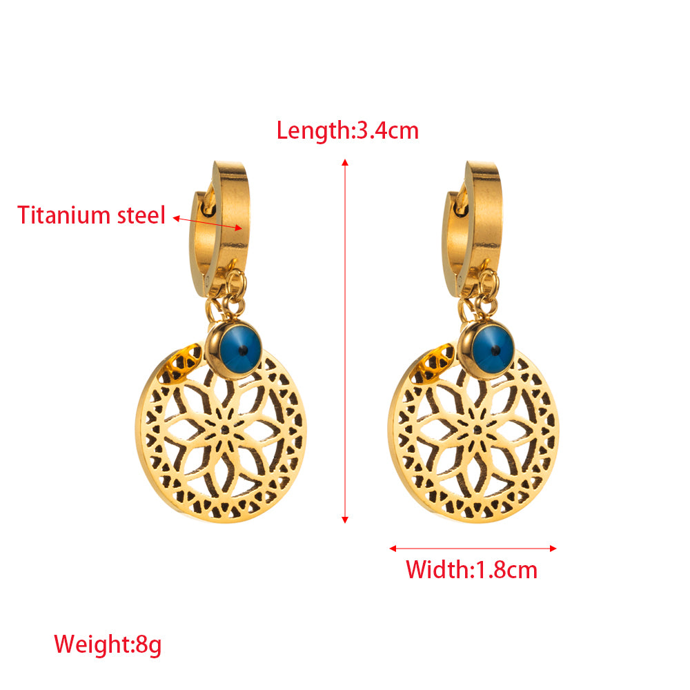 1 Pair Elegant Heart Shape Eye Inlay Titanium Steel Rhinestones Drop Earrings