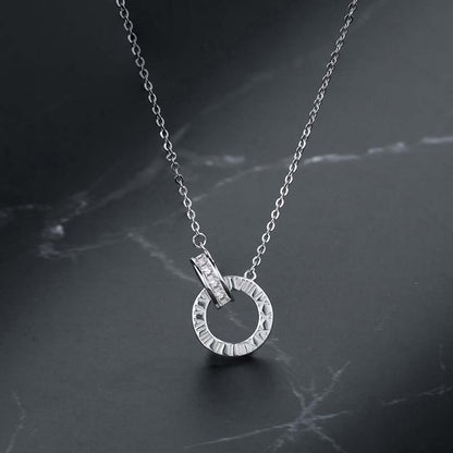 Basic Round Sterling Silver Plating White Gold Plated Pendant Necklace