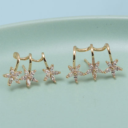 1 Piece 1 Pair Simple Style Star Plating Inlay Metal Zircon Ear Studs