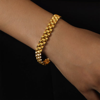 Hip-hop Rock Punk Solid Color Titanium Steel Plating 18k Gold Plated Bracelets