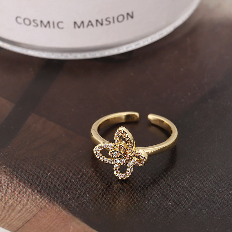 Simple Style Flower Metal Plating Inlay Zircon Women's Open Rings