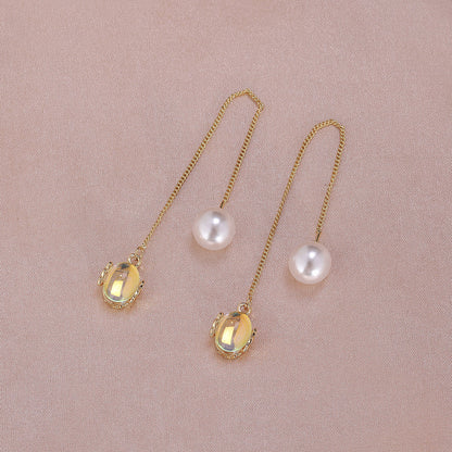 1 Pair Lady Butterfly Plating Artificial Pearl Metal Drop Earrings