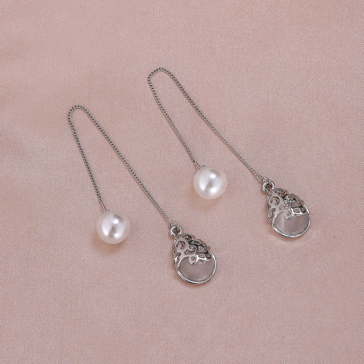 1 Pair Lady Butterfly Plating Artificial Pearl Metal Drop Earrings