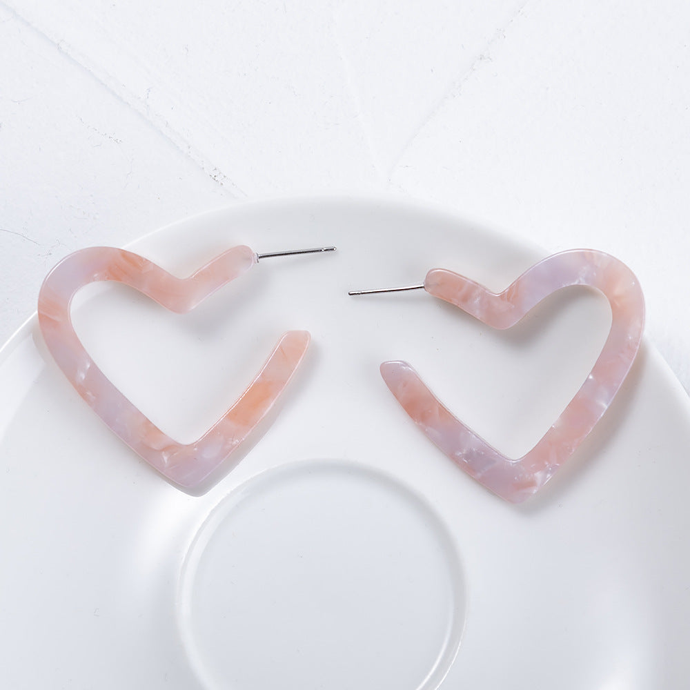 1 Pair Retro Heart Shape Stamping Acetic Acid Ear Studs