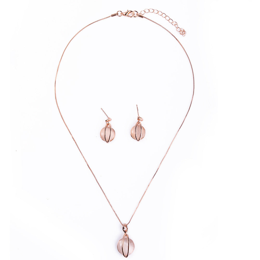 Simple Style Geometric Alloy Plating Inlay Opal Women's Earrings Necklace