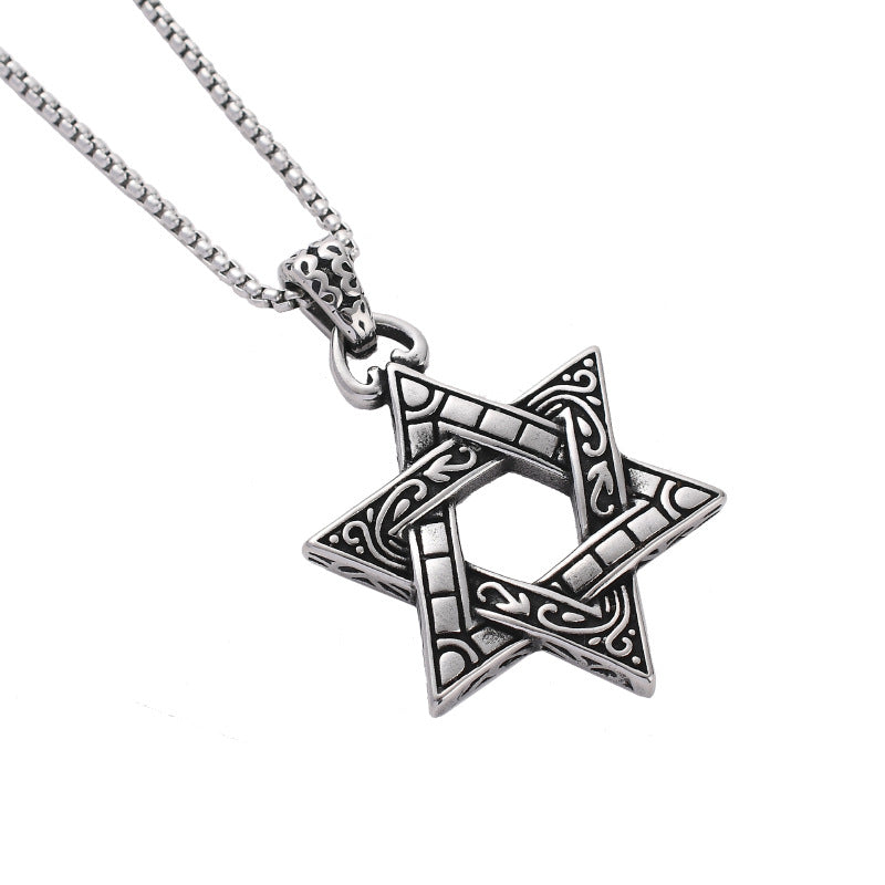 1 Piece Retro Star Stainless Steel Titanium Steel Polishing Pendant Necklace