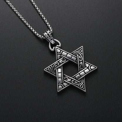 1 Piece Retro Star Stainless Steel Titanium Steel Polishing Pendant Necklace