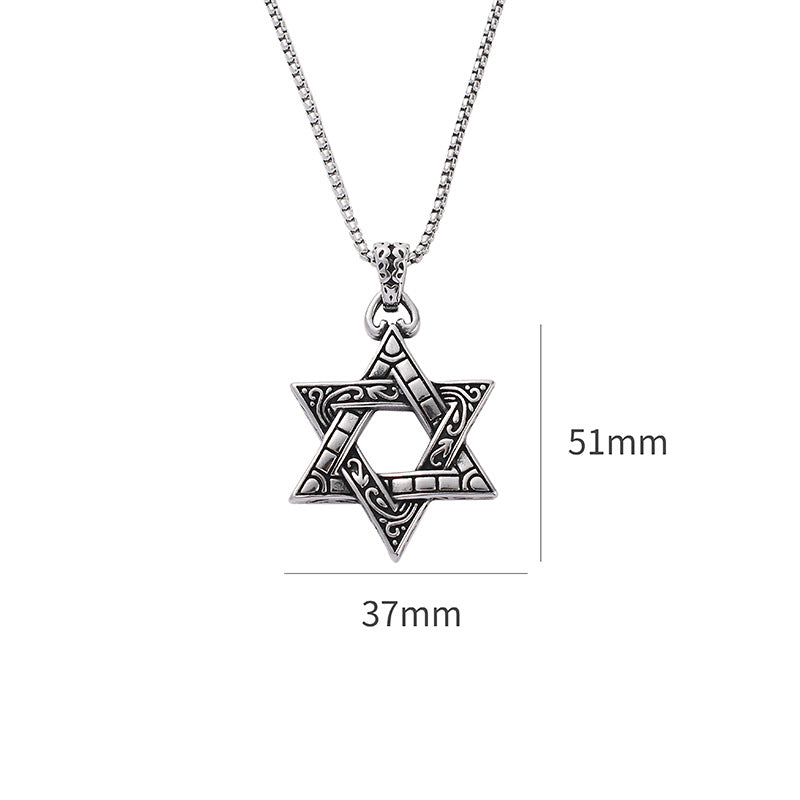 1 Piece Retro Star Stainless Steel Titanium Steel Polishing Pendant Necklace