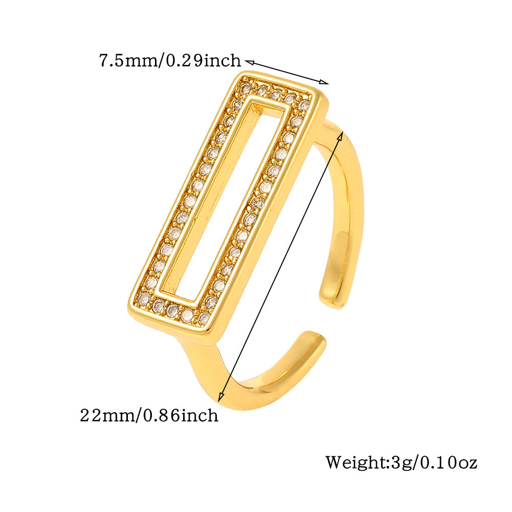 Elegant Solid Color Copper Plating Inlay Zircon Open Rings