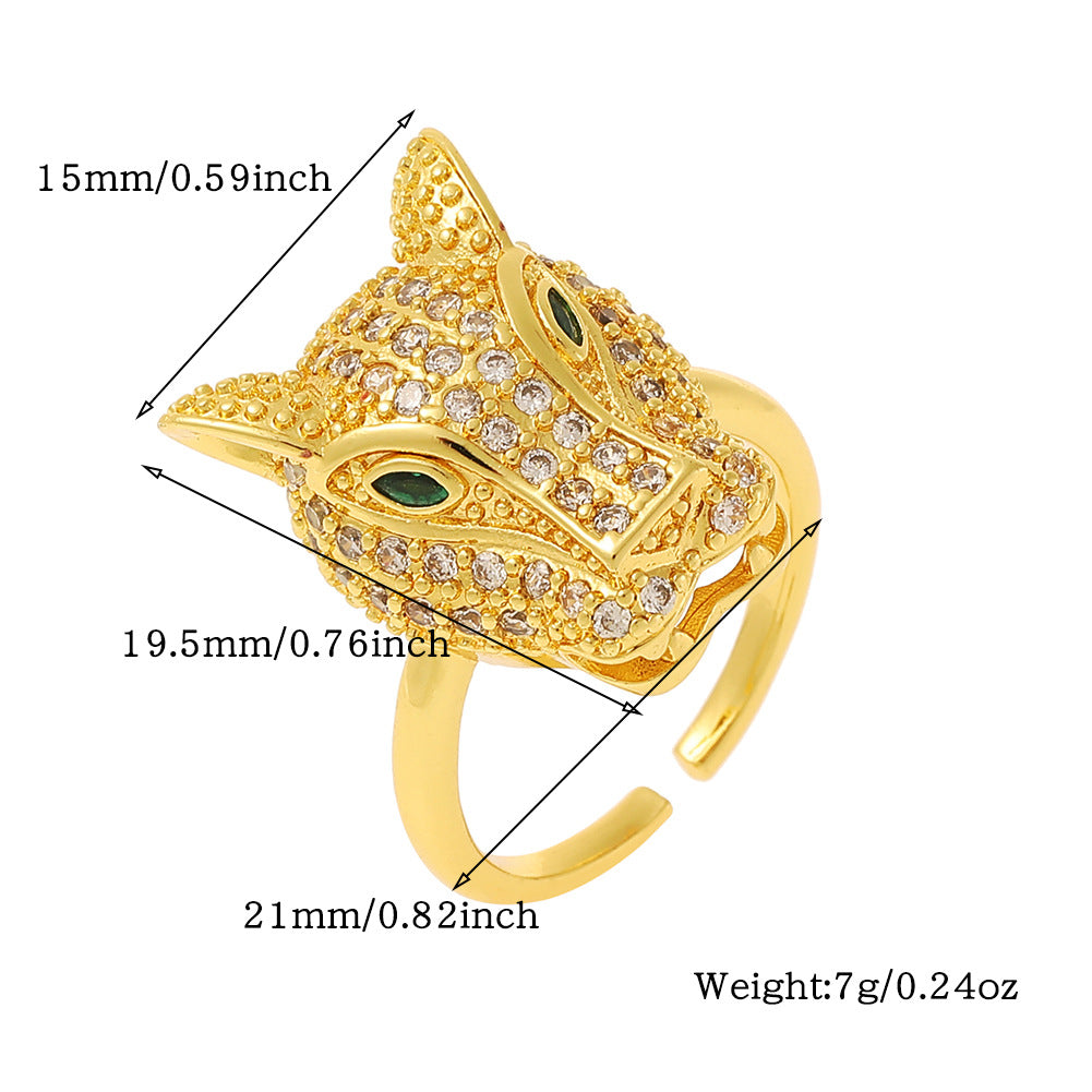 Cute Animal Copper Plating Inlay Zircon Open Rings