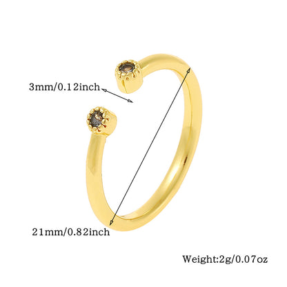 Cute Animal Copper Plating Inlay Zircon Open Rings