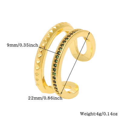 Simple Style Solid Color Copper Plating Inlay Artificial Pearls Zircon Open Rings