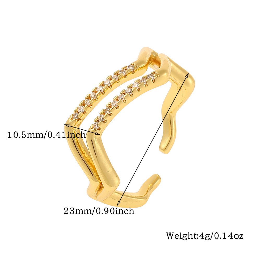 Simple Style Solid Color Copper Plating Inlay Artificial Pearls Zircon Open Rings